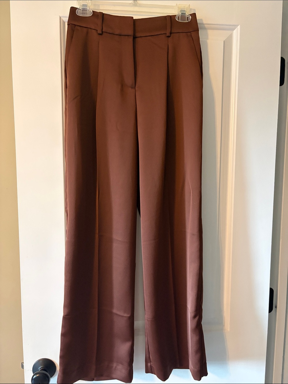 LOFT Wide-Leg Trousers in Chocolate Brown